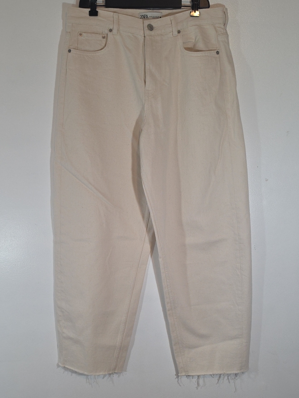 Zara Womens Cream Barrel Wide Leg Jeans 10